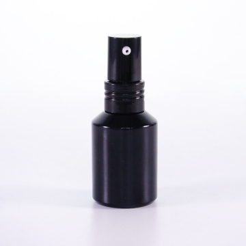 Sloping shoulder black glass lotion bottle with pump