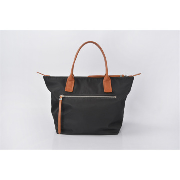 Black Shiny Nylon Shoulder Bag Rectangle Handbag Purse