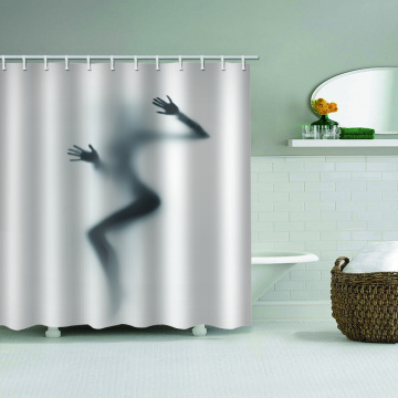 Woman's Shadow Waterproof Shower Curtain Unique Black and White Bathroom Decor