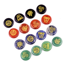 Gemstone 25MM Stone Disc Craved Greece Spiritual Symbols 4PCS/SET