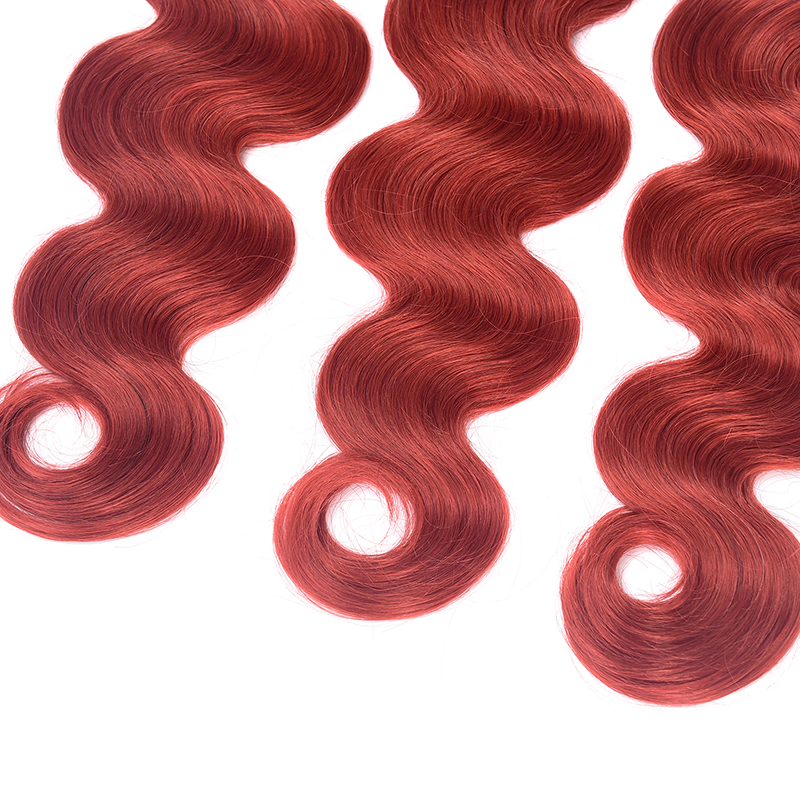Free Sample Hair Bundles Cuticle Aligned  Raw Burmese Hair Indian Body Wave Two Tone Ombre 1B/Red Virgin Human Hair