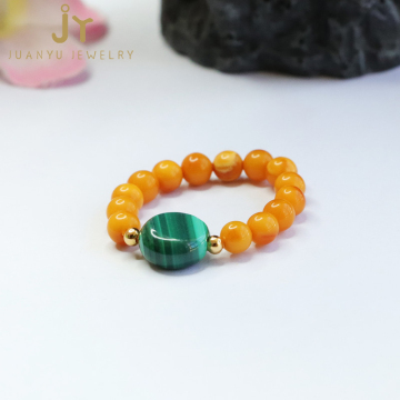 Wholesale Women's Amber and Gemstone Beaded Rings: Including Natural Stone Amber, Malachite Designs