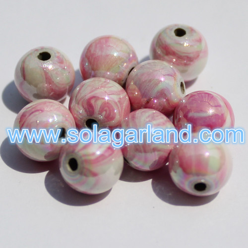 8-20MM Acryl Kunststoff Round AB Swirl Gumball Perlen Charms