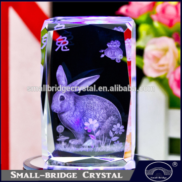 Fashionable Zodiac Home Decoration Souvenirs 3d Laser Crystal Hare