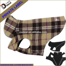 100%polyester anti-pill fleece brown plaid reversible warm dog jacket