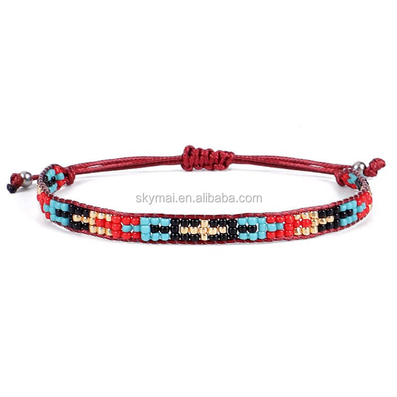 Cheap Promotion friendship gift bracelet colorful seed bead braided colorful bracelet handmade for women