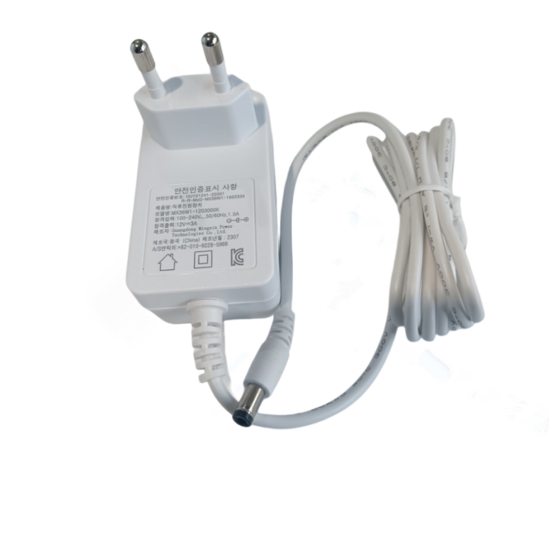 KC KCC Certified 12V 3A Wall Power Adapter