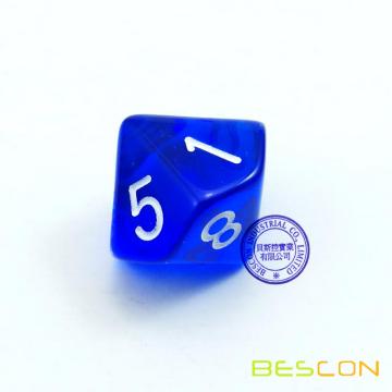 Bescon Polyhedral 10 Sides Dice with Number 1-10, Blue Transparent 10 Sided Dice, 10 Sides Cube 1-10