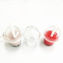 Plastic Snowglobe Mini Cup Keychain with Hole Straw