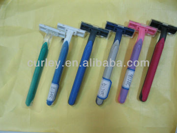 Disposible Twin Blade Razor with lubrication strip and PTR handle