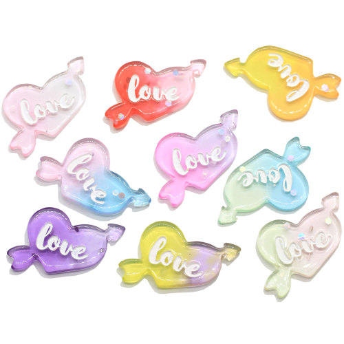 Hot Sale Plananr Resin Flatback Love Heart With Arrow Gradient Color for Hair Accessory