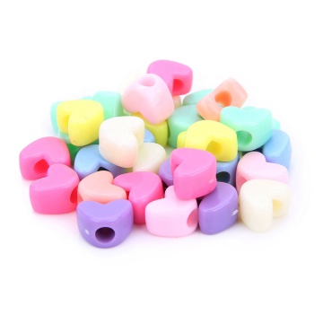 50G Mix Macaron color Heart Shape Plastic Beads