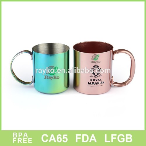 Rainbow color Copper Barrel Mug for Rainbow color Moscow Mules - 16oz - 100% Pure Hammered Copper