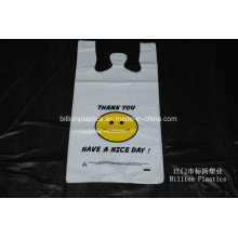 HDPE Smile Face Plastic T-Shirt Shopping Bag with Printing