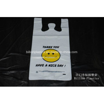 Sac à provisions en plastique HDPE Smile Face T-shirt avec impression