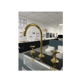 Gold Brass Basin Mixer Dual Handle Faucet
