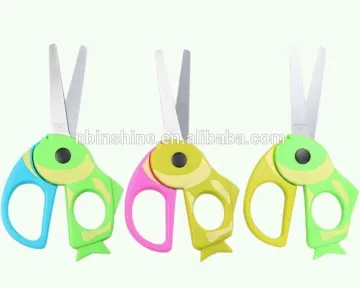 Cartoon fish shaped children scissors , children multi-color handle plastic scissors