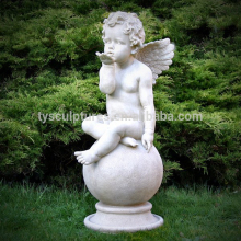 Hot sale beautiful small stone garden child sculpture marble angels cherubs statues for decoration