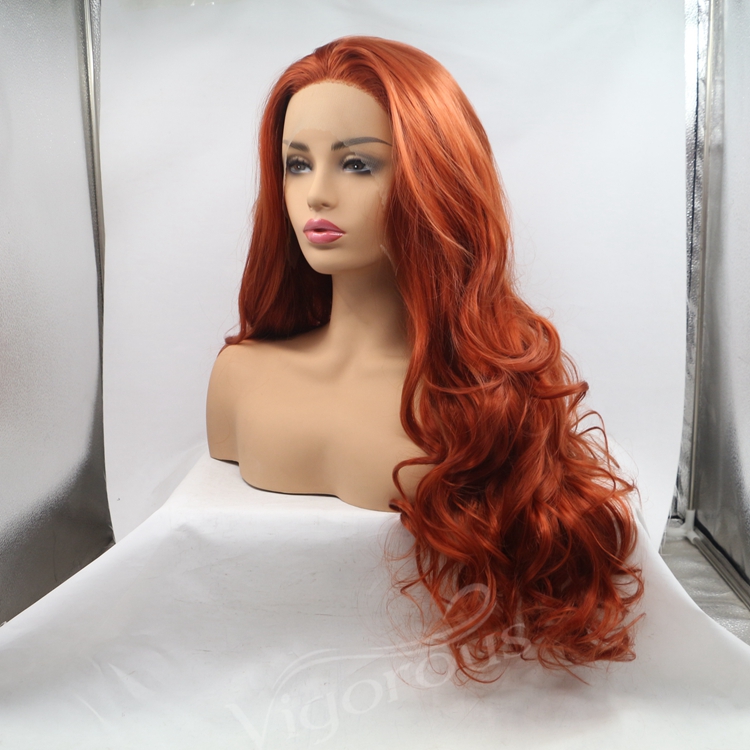 Vigorous mono long premium high quality straight wholesale black women synthetic hair wigs with lace front
