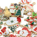 Kawaii Alloy Enamel Christmas Ornament Charms Artificial Xmas Craft Snowman TSnowflake Tree DIY Jewellery Accessories