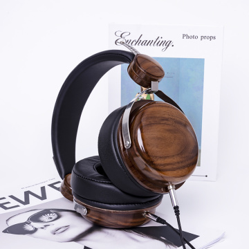 Fones de ouvido de alto -falante dinâmico de madeira preta de Walnut Wood HiFi de 50 mm