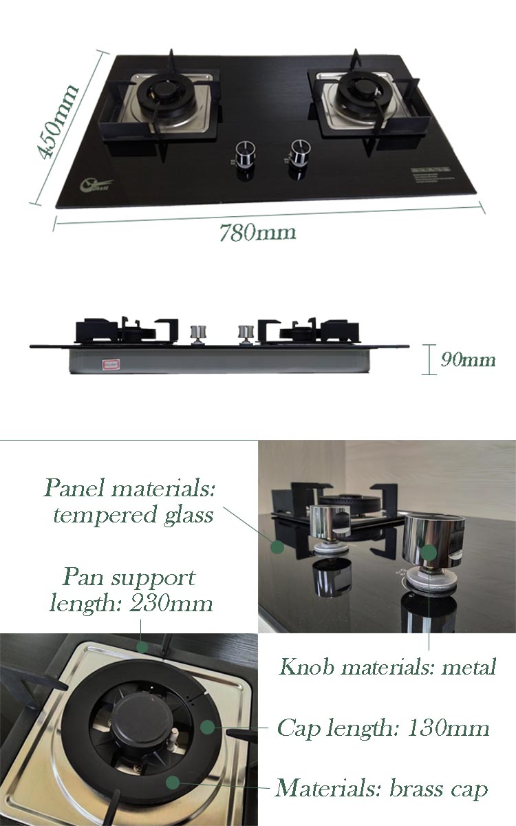 Kitchen Burn Gas Cooker And Gas Stove Tempered Glass Builtin Gas Stove
