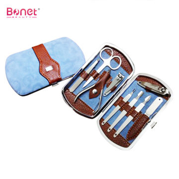 Stainless steel pedicure tools set with leather case