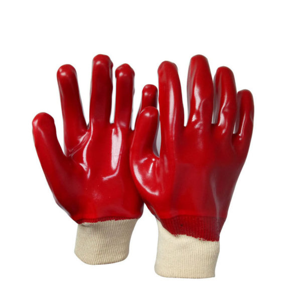 Guantes de protección rojos recubiertos de PVC