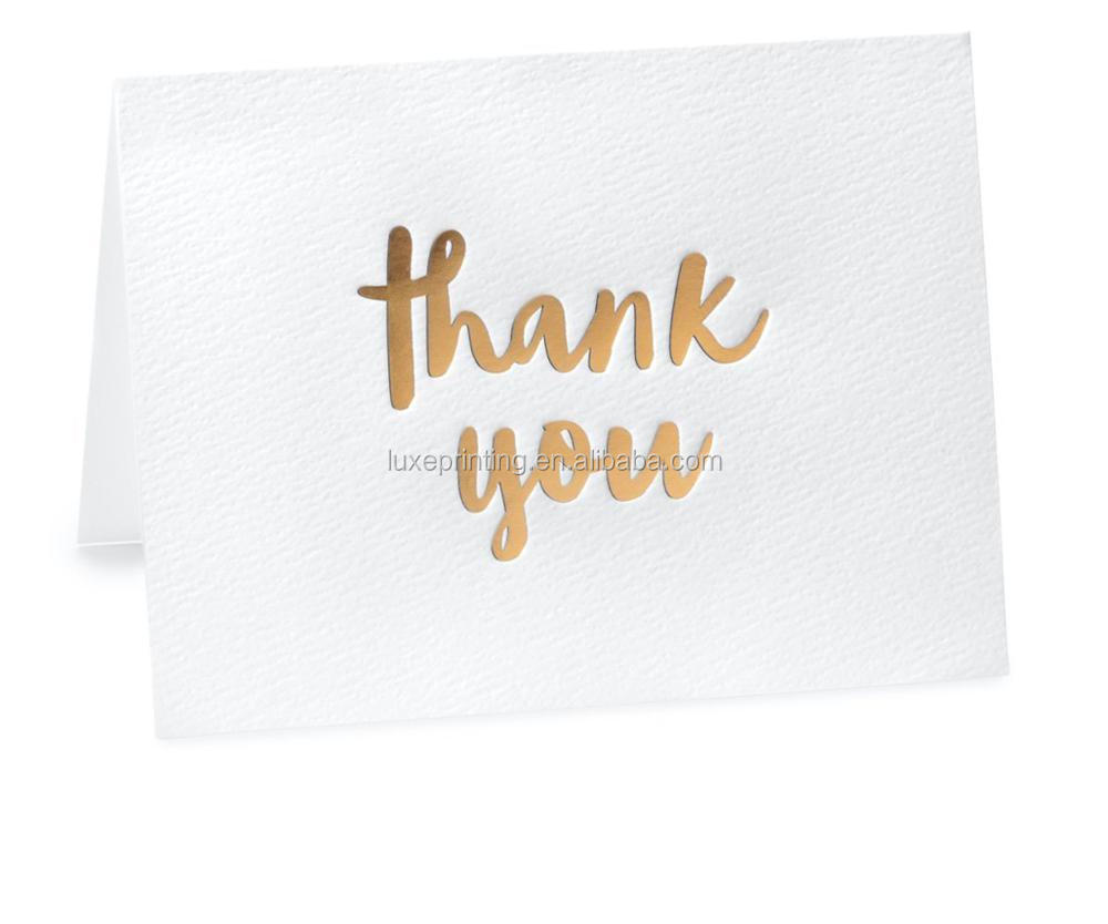 Gold foil letterpress printing embossed logo folded paper Christmas greeting thank you card with envelopes