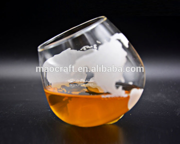 230 ML etched artisans spinning map glasses