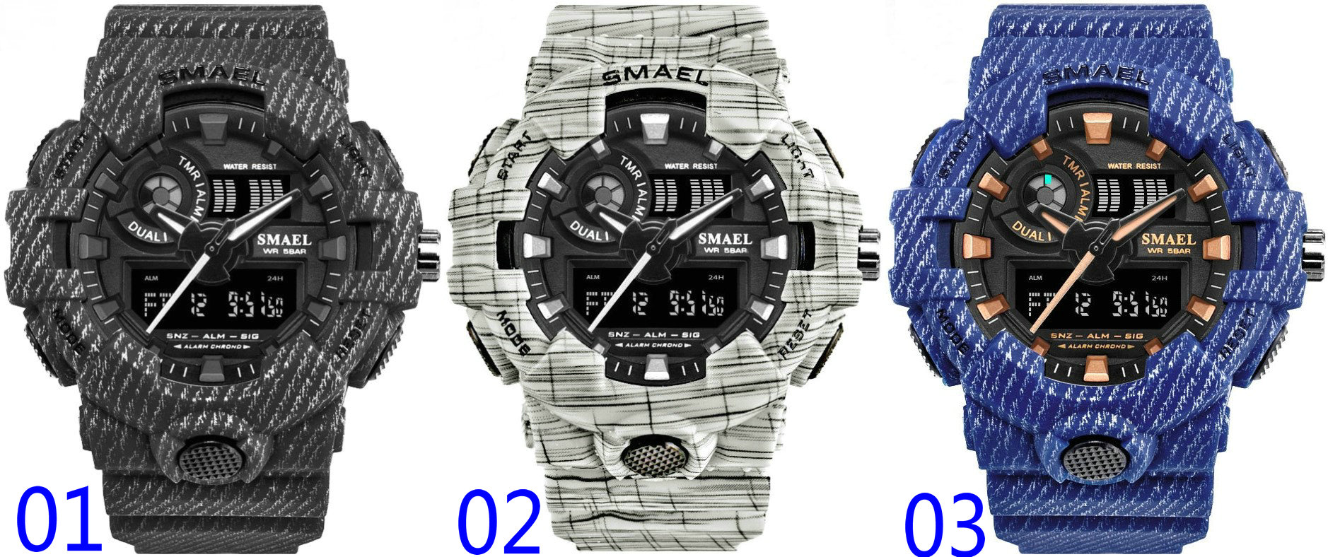 SMAEL 8001 Men Quartz Digital Watch Fashion Casual Camouflage Sport Male Watches