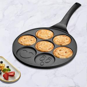 7 holes 26cm Smiley Face Mini Pancake Non-stick Waffle baking Breakfast cookie omelette Egg fry pan