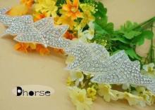 Handmade Decorative Fabric Rhinestone Applique Trim with Le