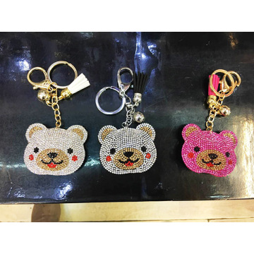 Customized Bear Rainbow Color Key Chain Rhinestone Keyring