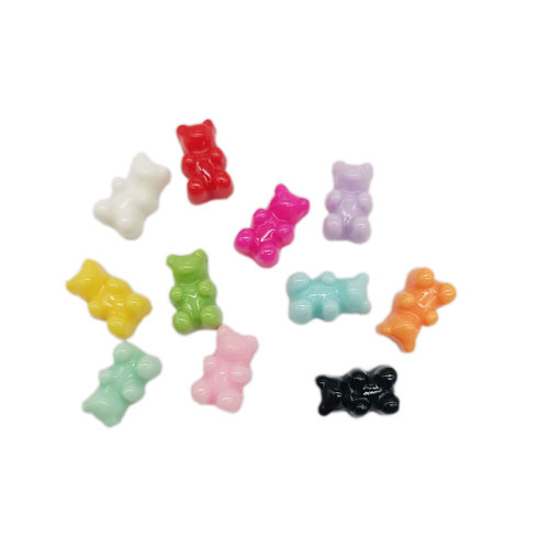 100 stks/partij Mooie Ondoorzichtige Kleur Gummy Bear Hars Plaksteen Cabochons Cartoon Beer Versieringen Voor Scrapbooking Sieraden Maken