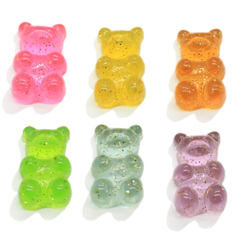 Vente en gros Kawaii Gummy Bear Résine Charmes Dos Plat Cabochon Perles Mignon Animal DIY Ornement À La Maison Bijoux Collier Fabrication