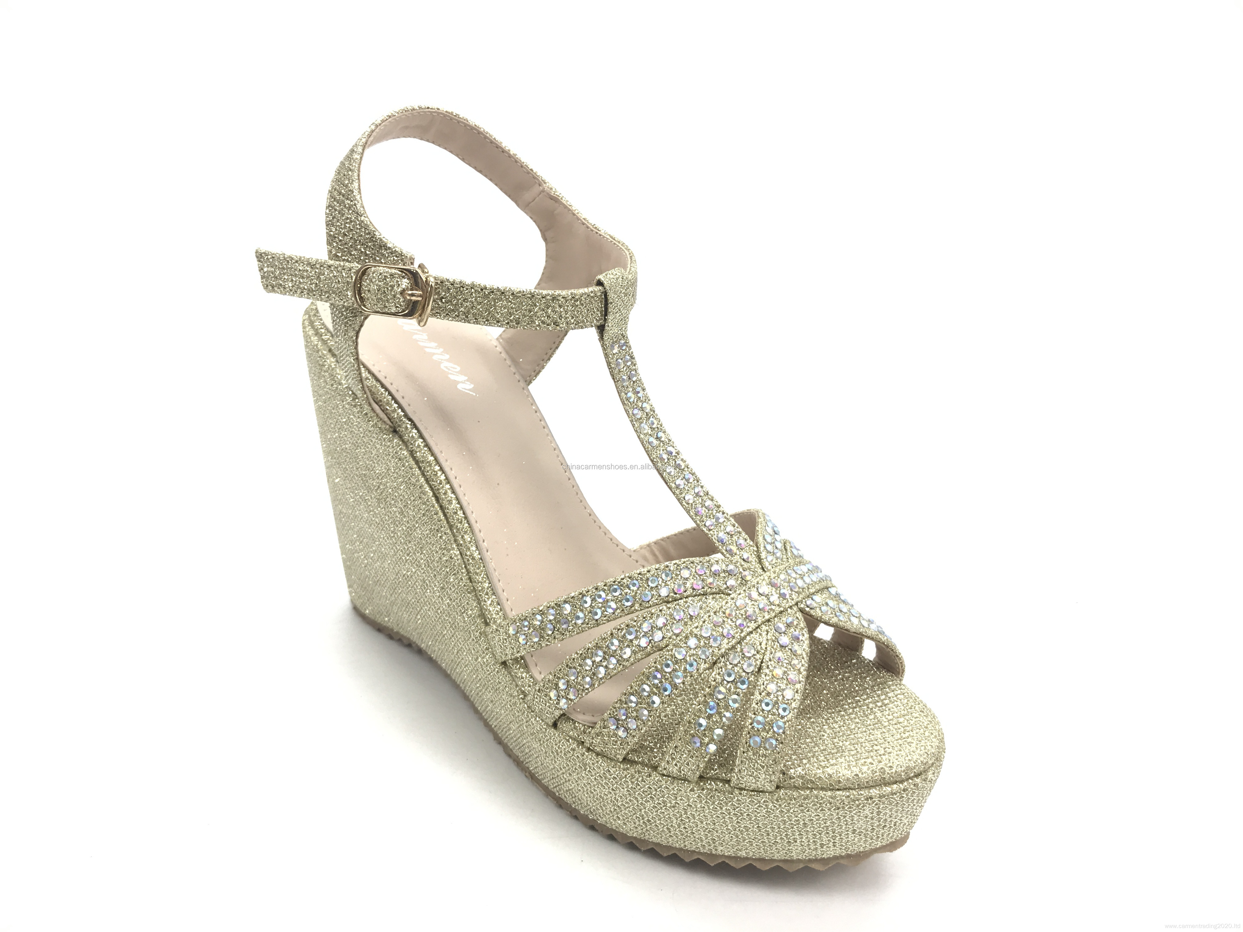 Women Strappy Chunky Platform Wedge Glitter Sandals