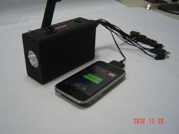 Dynamo crank+flashlight+SD/TIF/USB radio+ phone charger