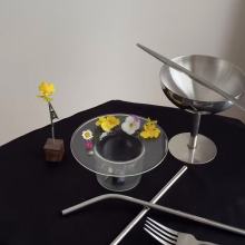 Artistic Metal Cutlery Set with Transparent Accents
