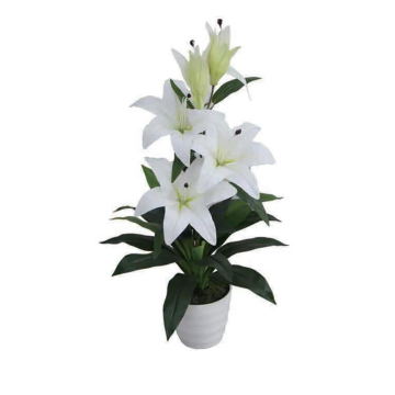 Hot Selling 3D High Quality Artificial White Lily Flower Bouquet