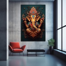 Indian Decorative Wall Paintings: Ganesha Portrait Posters, Prints, and Modern Canvas Art