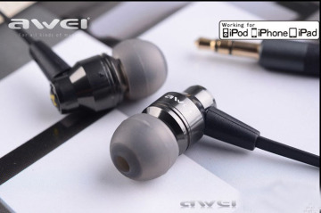 Noise Cancelling Awei headphones ES-800M black earphones in ear heasets For Iphone,HTC,Samsung,MI