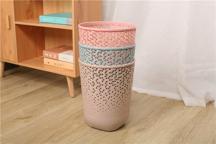 Commercial Colored Indoor Decorative Plastic Waste Basket Dustbin Garbage Bin Trash Can