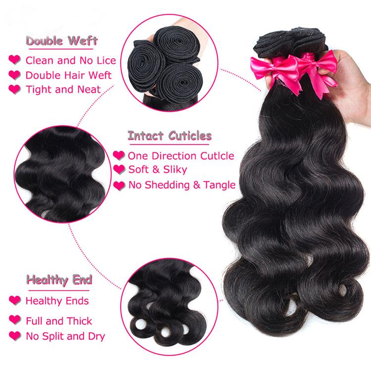 Usexy Wholesale Brazilian Hair Bundles Body Wave Human Hair Weave Bundles With Swiss Lace Frontal