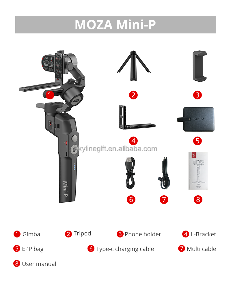 Moza Mini P 3-Axis Handheld Gimbals Stabilizer Selfie stick for Mirrorless Action Cameras Smartphones Maxload 900g for iPhone