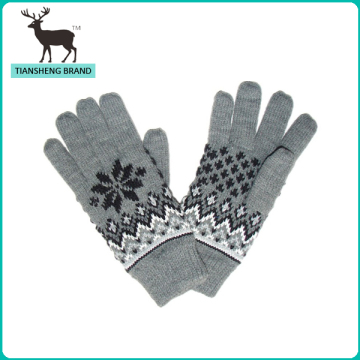 Norway style snow pattern knitting funky five fingers knitted glove