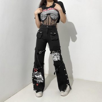 Y2K High Waisted Jeans Gothic Trousers