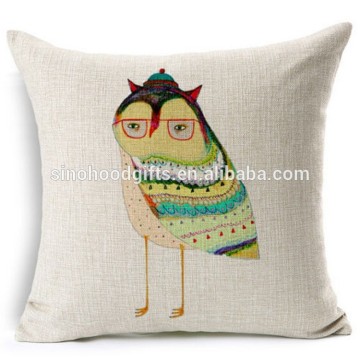 2015 China factory direct supply alibaba 100% cotton and linen selling well fashion super soft owl cushion for leaning on