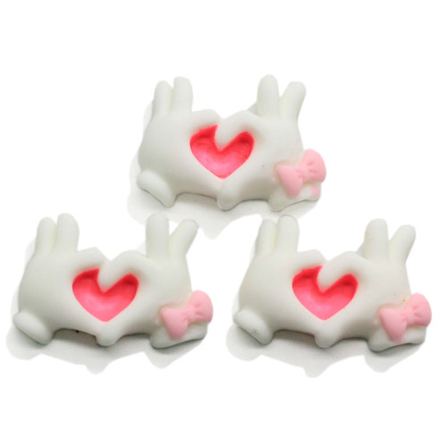 Kawaii Bowknot Heart Fingers Koraliki z żywicy Dekoracja Brelok Diy Art Decor Pokrowiec na telefon Ozdoba Bransoletka Biżuteria Akcesoria