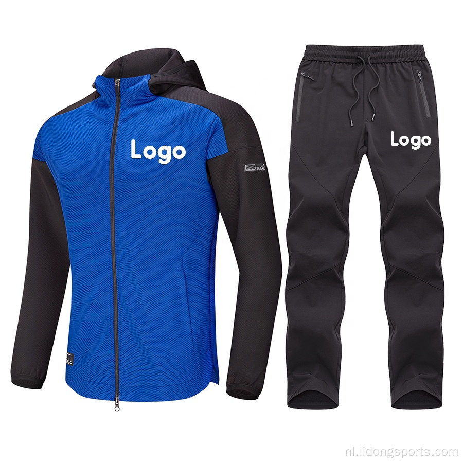 Aangepaste unisex logo tracksuit heren hoodies met jogers